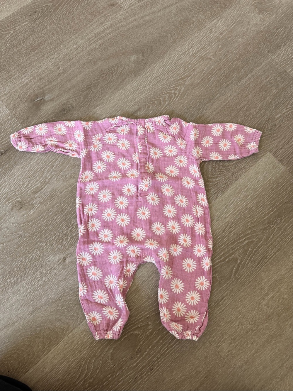Angel Dear Pink Daisy Print One-Piece Bodysuit with White Daisies